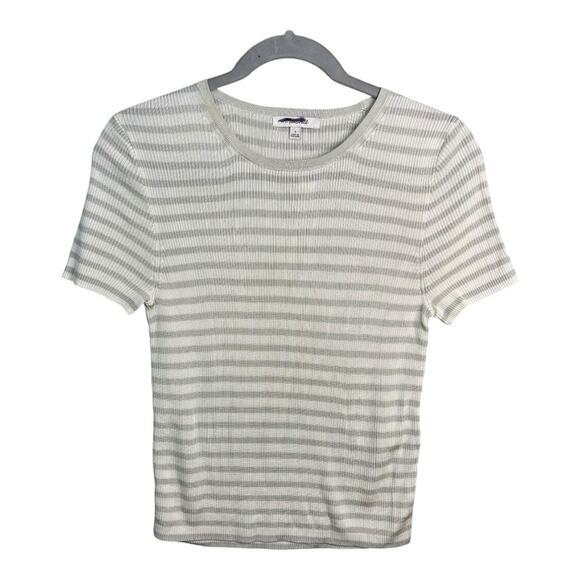 Madewell Micro-Rib Striped Sweater Tee in Monument Size S NWT - Picture 3 of 11